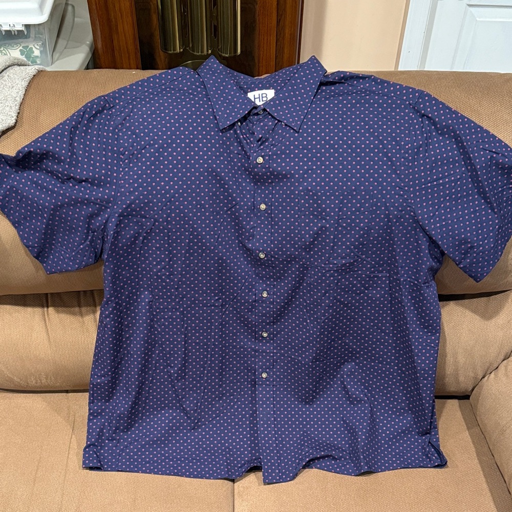 Men's Navy Blue Polka Dot Shirt